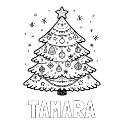 Online izdelana pobarvanka - Pobarvanka imena TAMARA in pobarvanka novoletne jelke