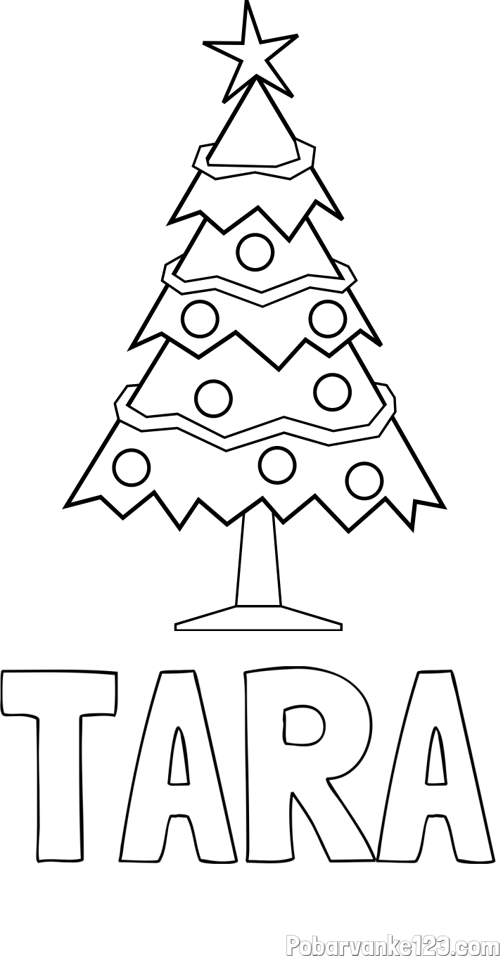 Pobarvanka imena TARA in pobarvanka božične smrečice