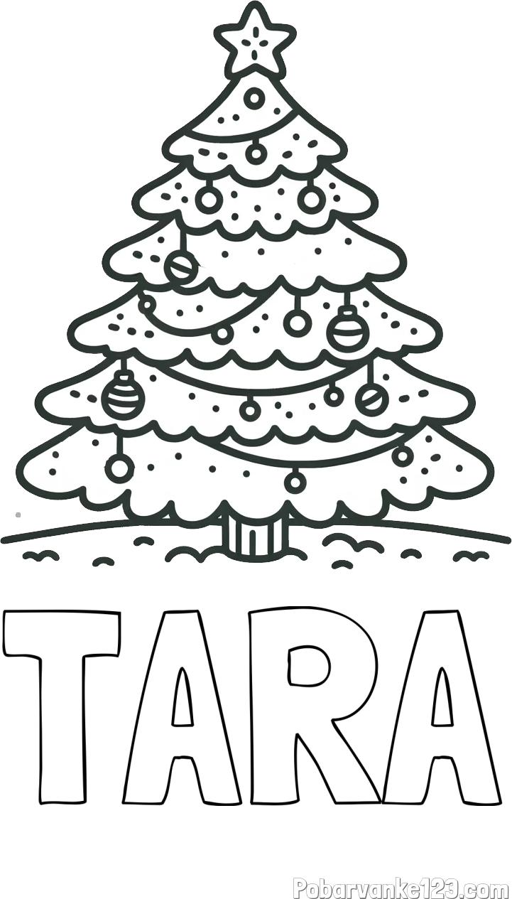 Pobarvanka imena TARA in pobarvanka božičnega drevesa