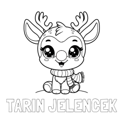 Online izdelana pobarvanka - Pobarvanka imena TARIN JELENČEK in otroška pobarvanka jelenčka Rudolfa s šalom okoli vratu