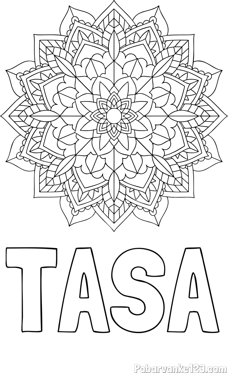 Pobarvanka imena TAŠA in Čudovita pobarvanka mendale