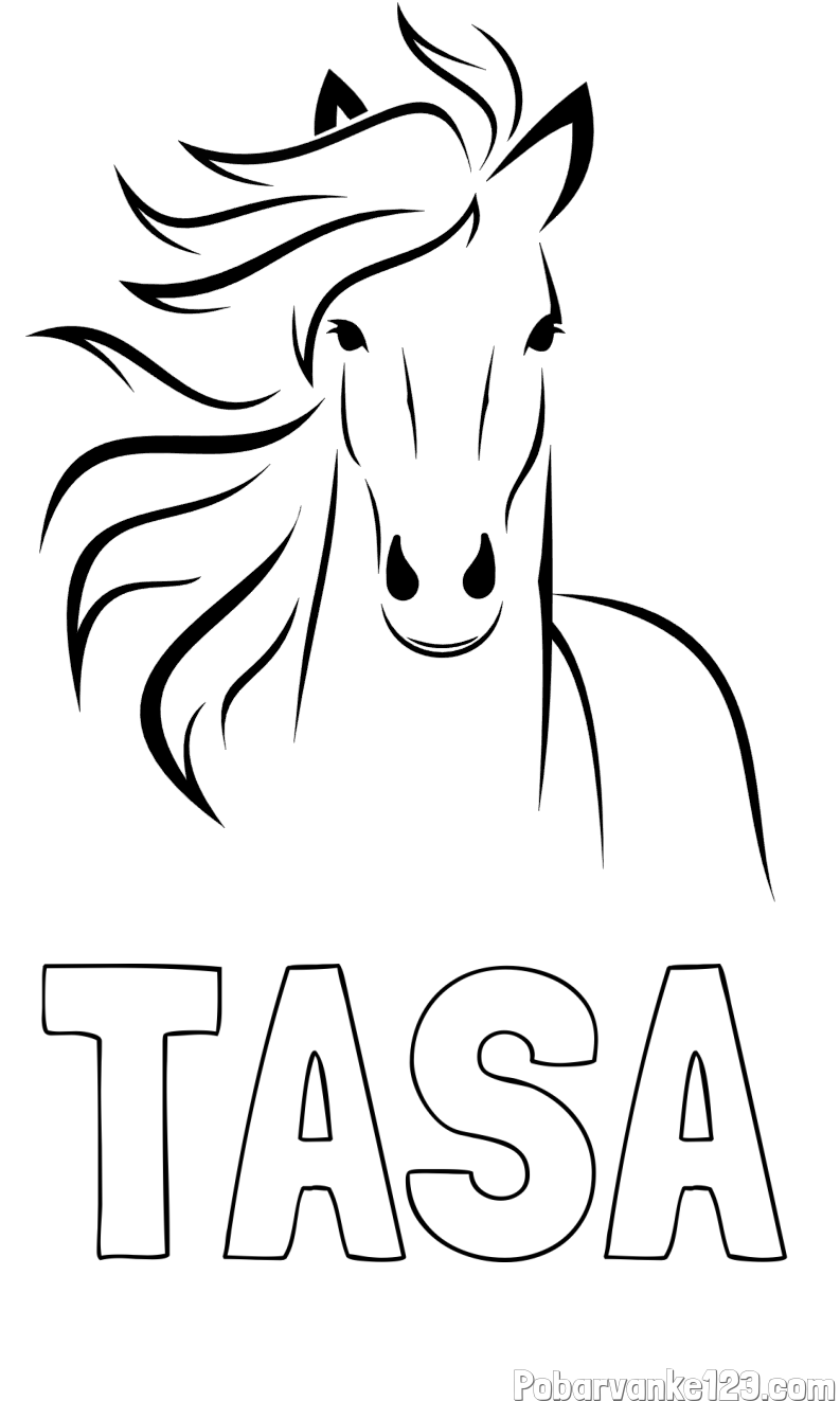 Pobarvanka imena TAŠA in lepa pobarvanka konja
