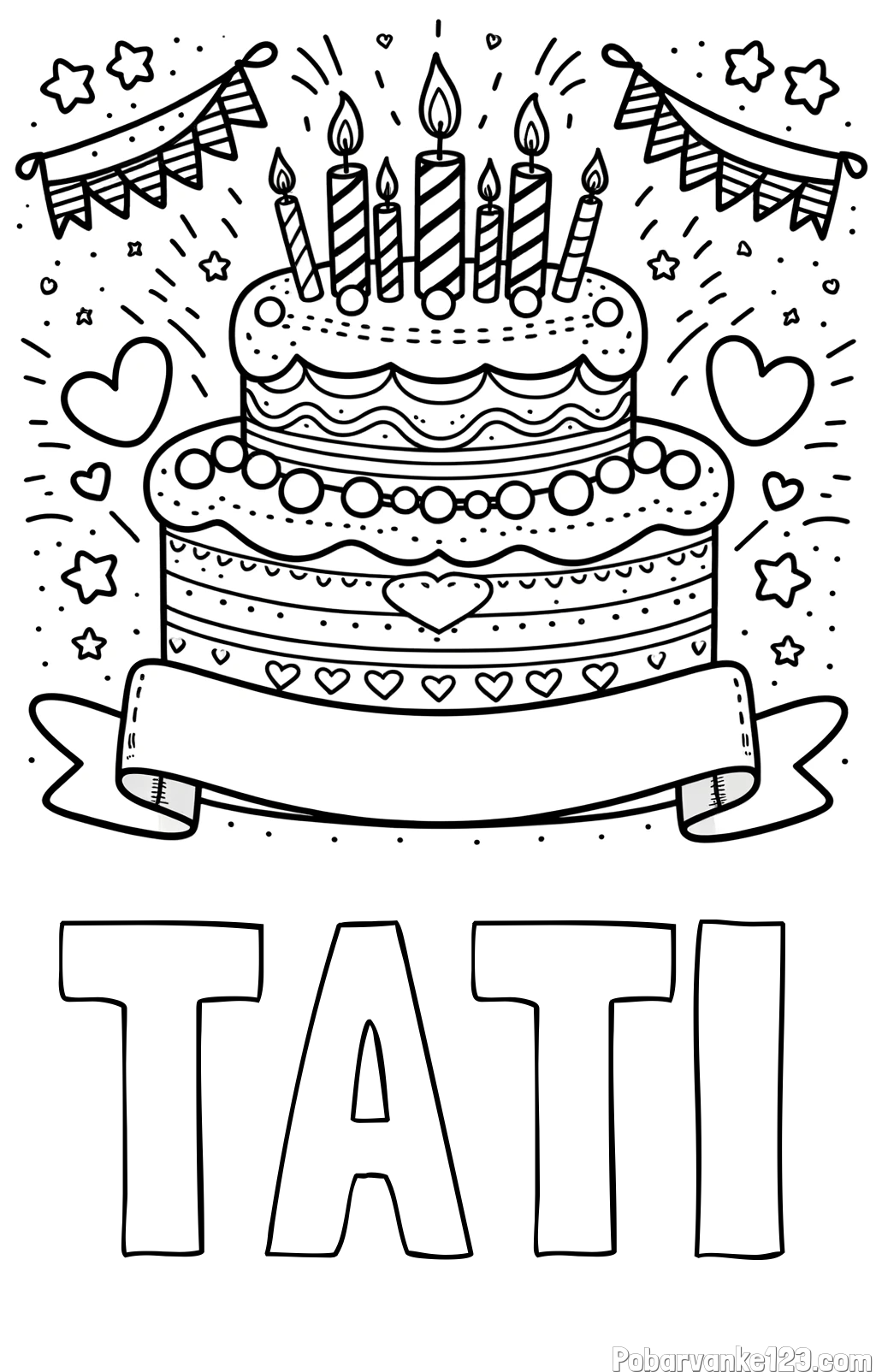 Pobarvanka imena TATI in pobarvanka velike torte za rojstni dan