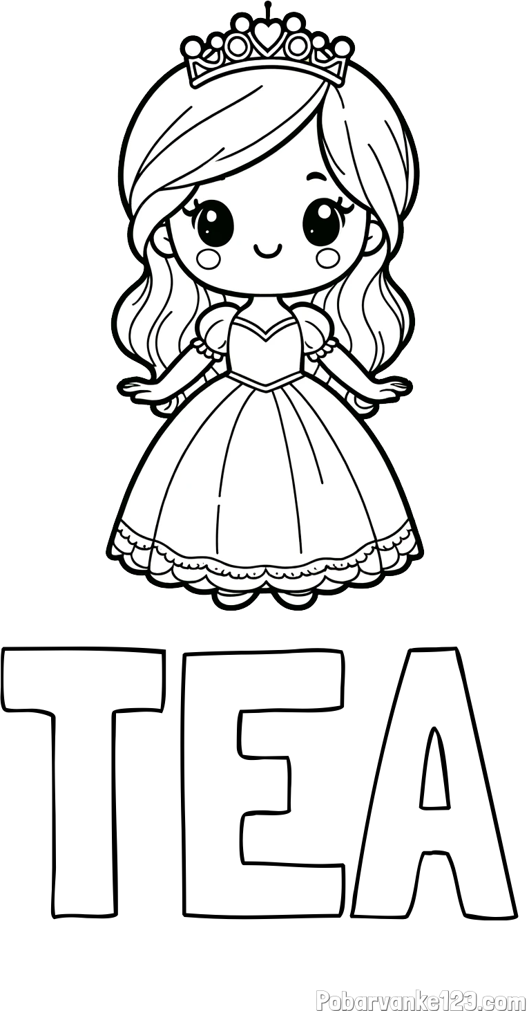 Pobarvanka imena TEA in pobarvanka ljubke princeske