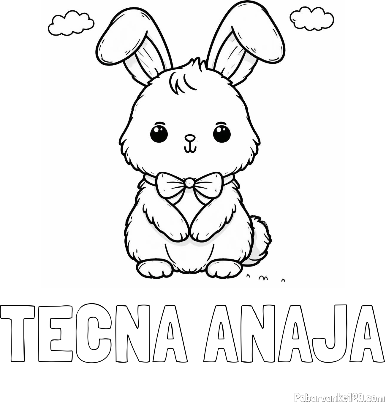 Pobarvanka imena TEČNA ANAJA in pobarvanka prikupnega zajčka