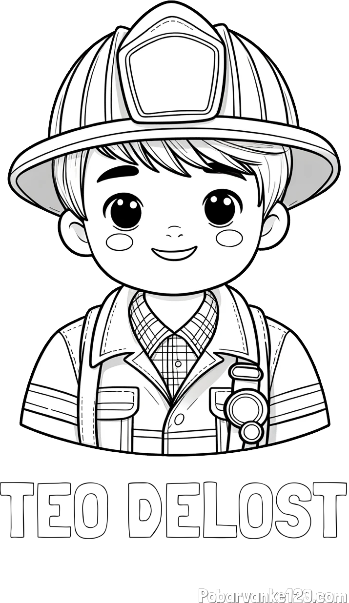 Pobarvanka imena TEO DELOST in pobarvanka mladega gasilca