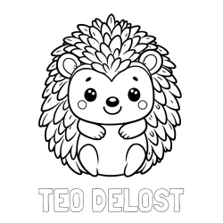 Online izdelana pobarvanka - Pobarvanka imena TEO DELOST in pobarvanka prikupnega ježa