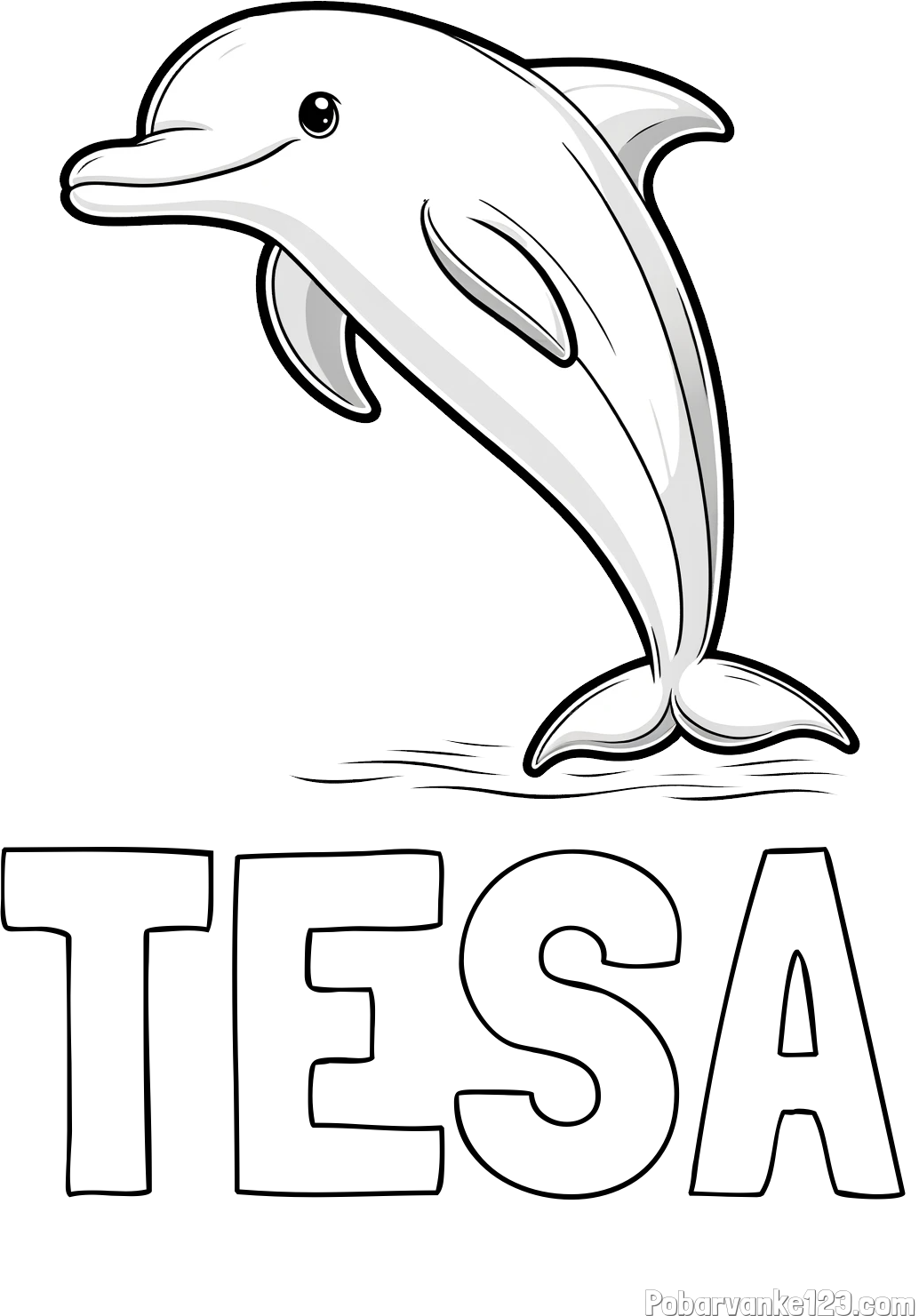 Pobarvanka imena TESA in pobarvanka delfina