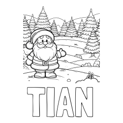 Online izdelana pobarvanka - Pobarvanka imena TIAN in pobarvanka Božička v naravi