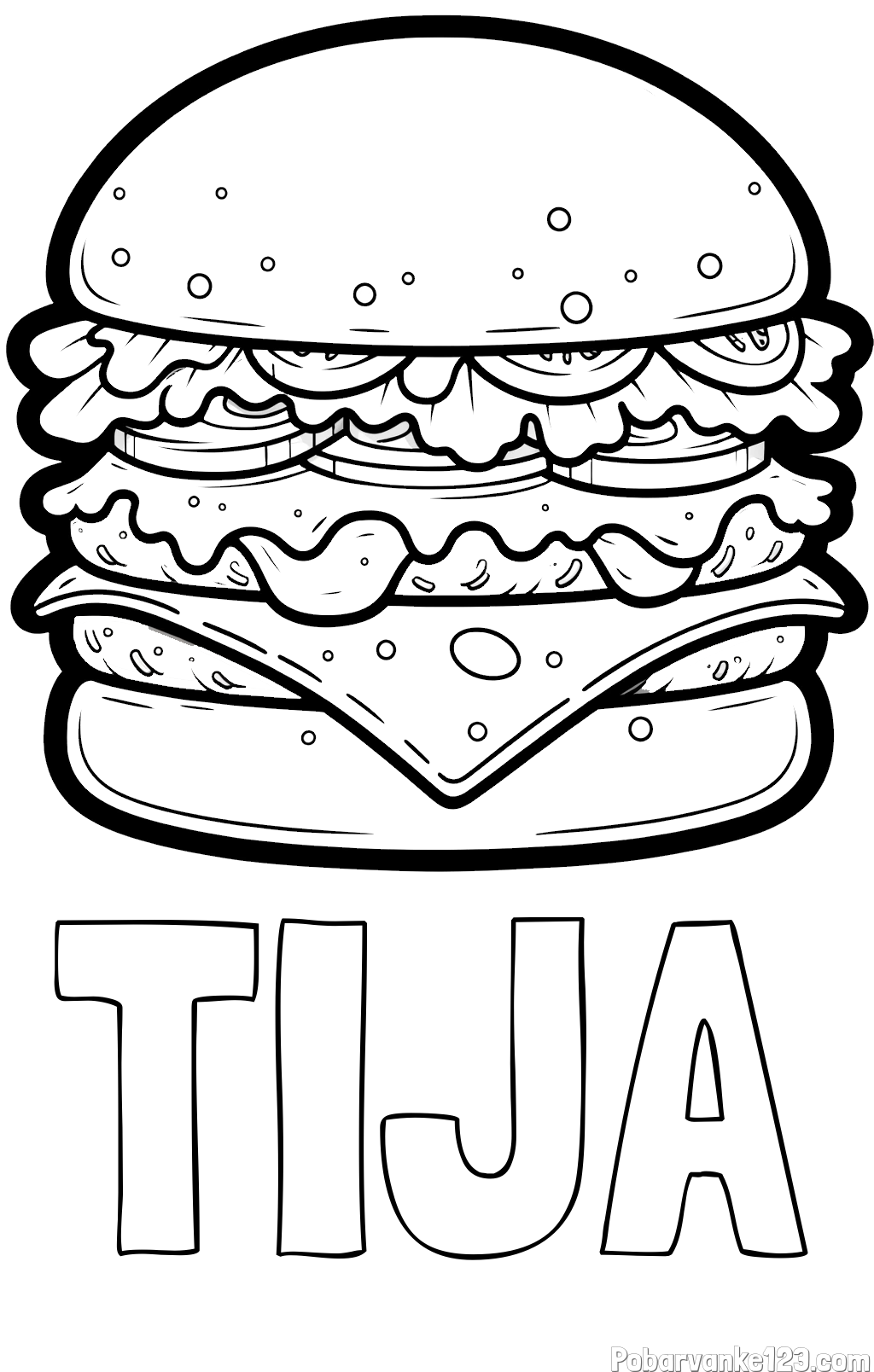 Pobarvanka imena TIJA in pobarvanka hamburger