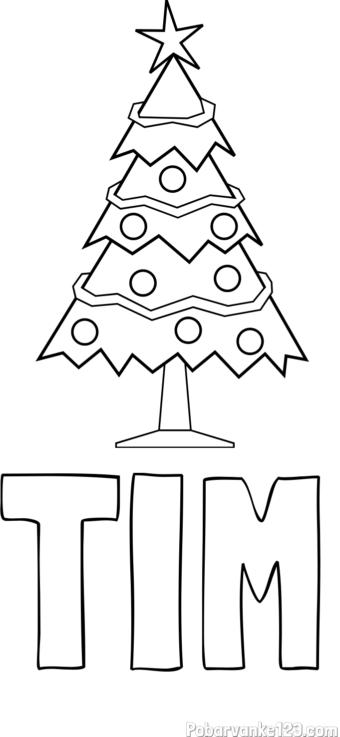 Pobarvanka imena TIM in pobarvanka božične smrečice