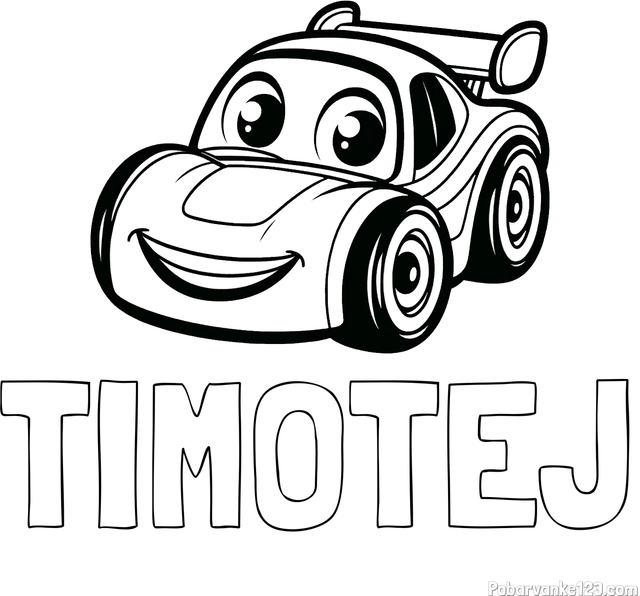 Pobarvanka imena TIMOTEJ in pobarvanka otroškega avtomobila