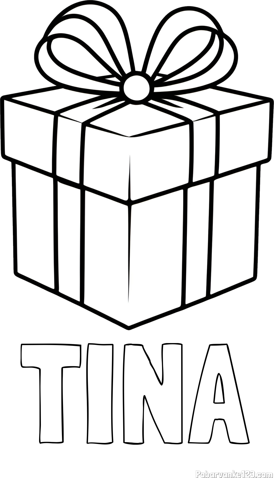 Pobarvanka imena TINA in pobarvanka preprostega darila