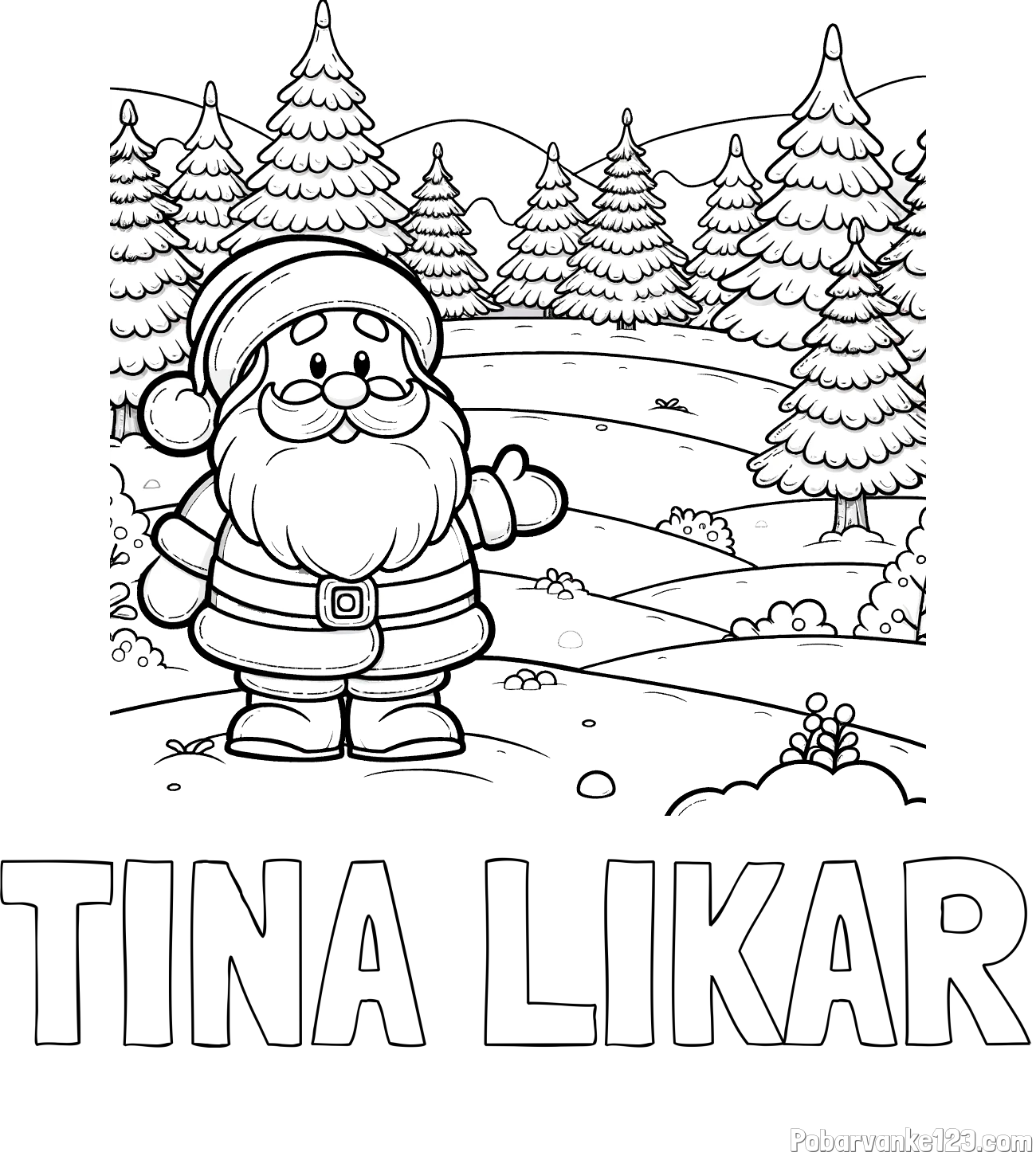 Pobarvanka imena TINA LIKAR in pobarvanka Božička v naravi