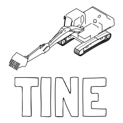 Online izdelana pobarvanka - Pobarvanka imena TINE in pobarvanka bagra