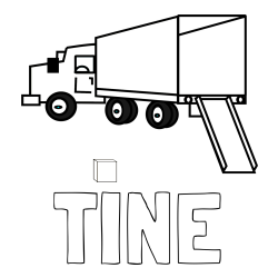 Online izdelana pobarvanka - Pobarvanka imena TINE in pobarvanka velikega tovornjaka pri nakladanju