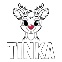 Online izdelana pobarvanka - Pobarvanka imena TINKA in otroška pobarvanka simpatičnega jelenčka Rudolfa