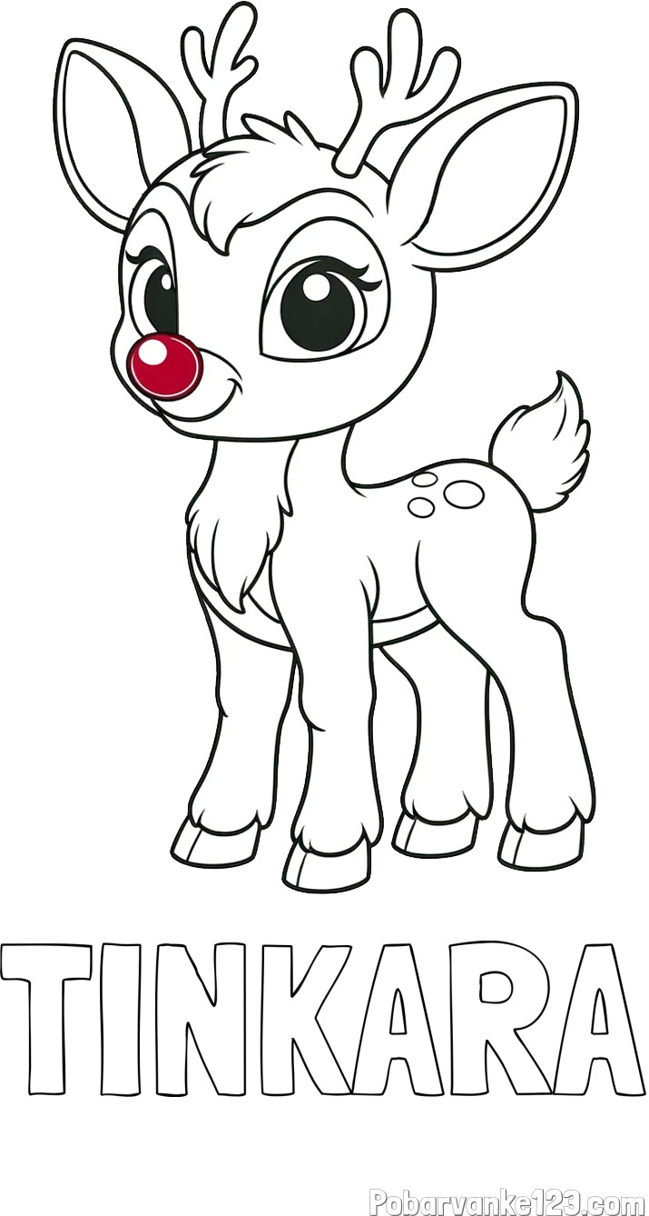 Pobarvanka imena TINKARA in pobarvanka nasmejanega jelenčka Rudolfa