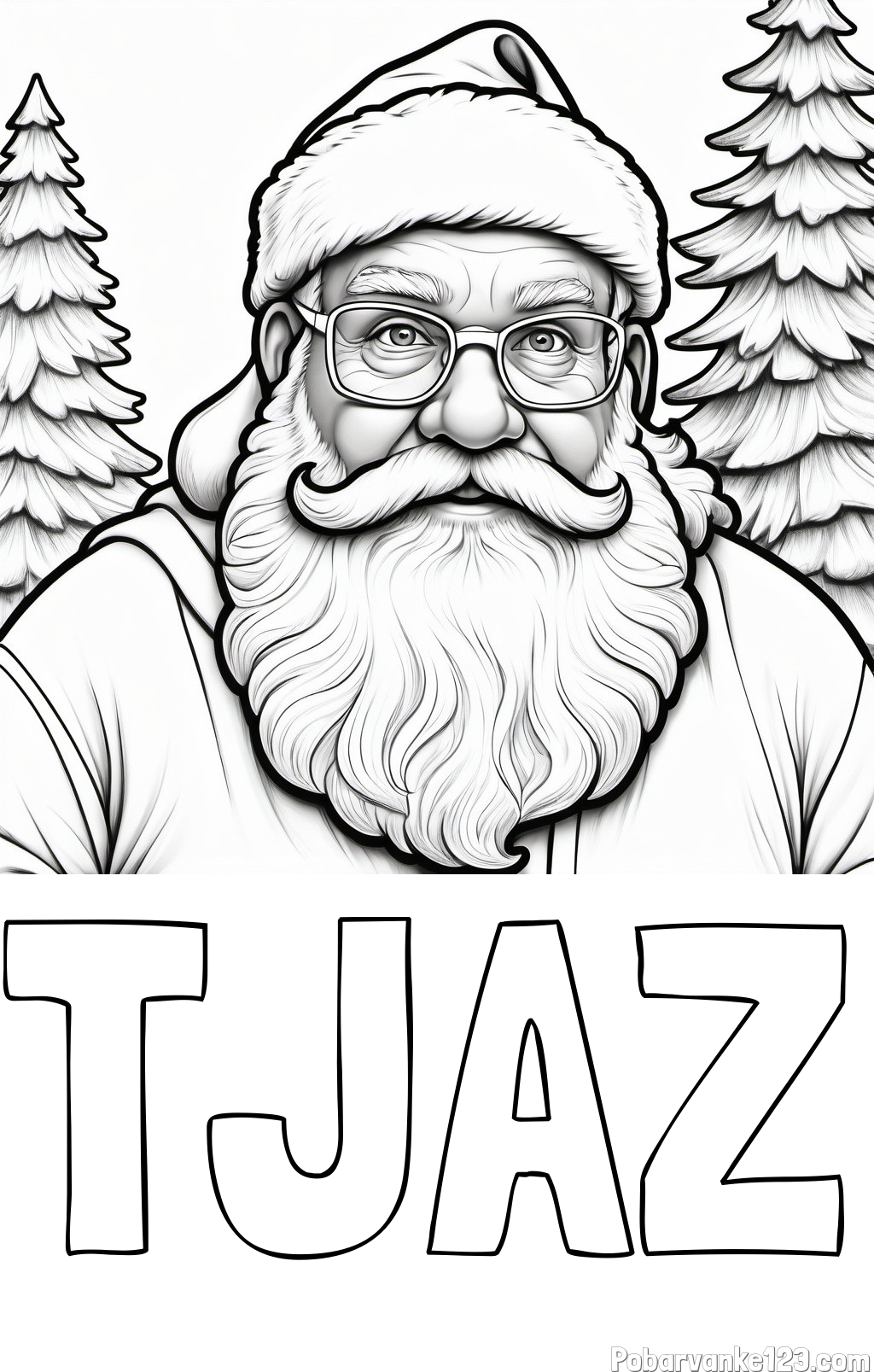 Pobarvanka imena TJAŽ in pobarvanka Božička z očali