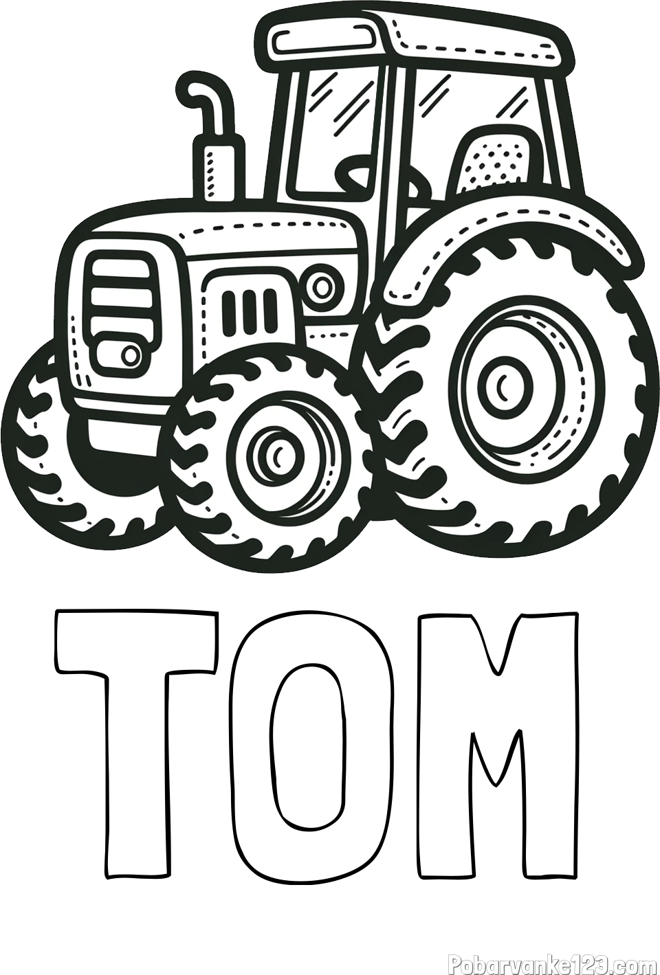 Pobarvanka imena TOM in pobarvanka čudovitega traktorja