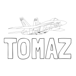 Online izdelana pobarvanka - Pobarvanka imena TOMAŽ in pobarvanka letala Hornet