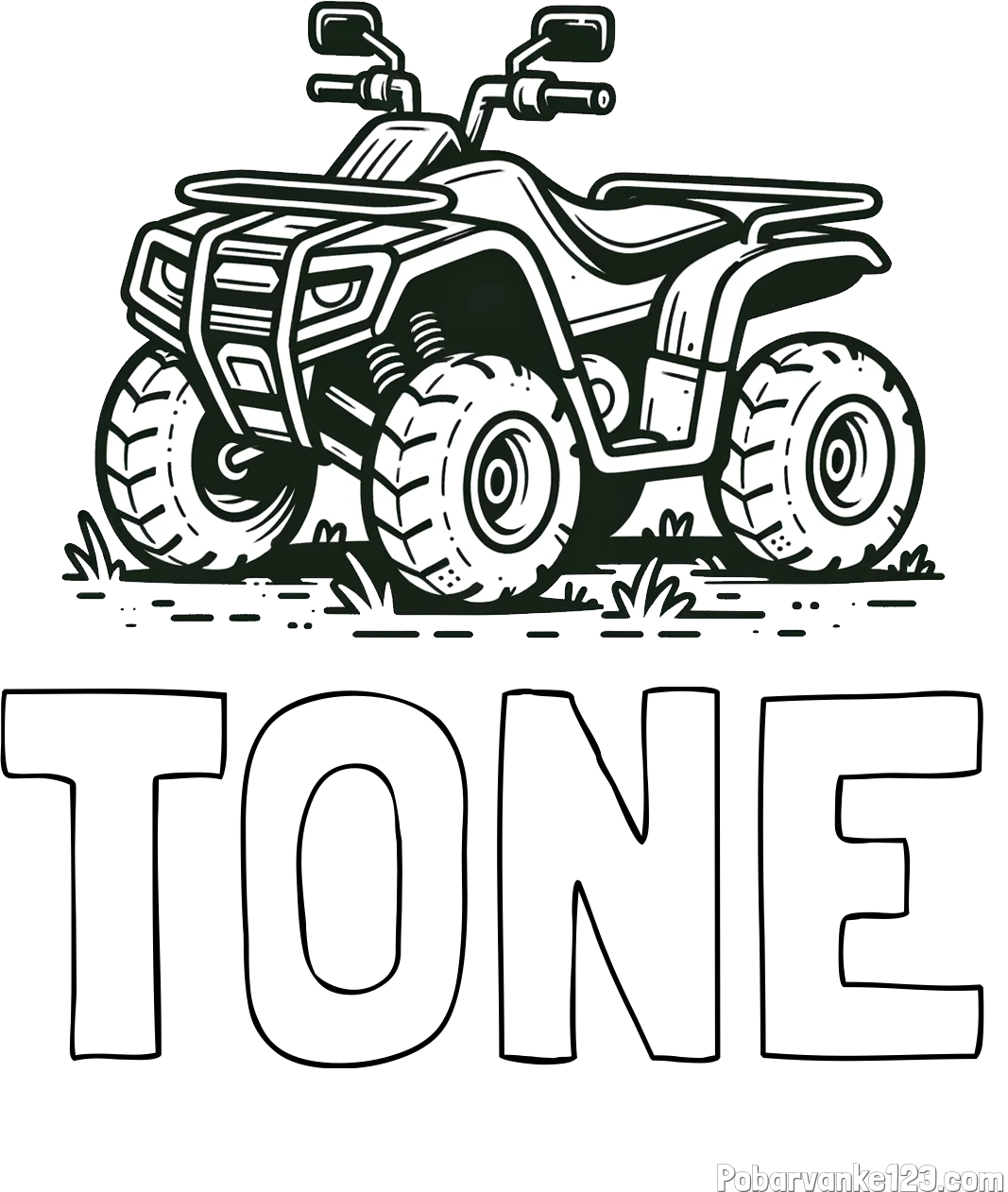 Pobarvanka imena TONE in pobarvanka štirikolesnika