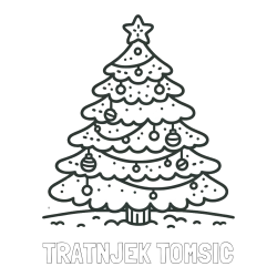 Online izdelana pobarvanka - Pobarvanka imena TRATNJEK TOMSIČ in pobarvanka božičnega drevesa