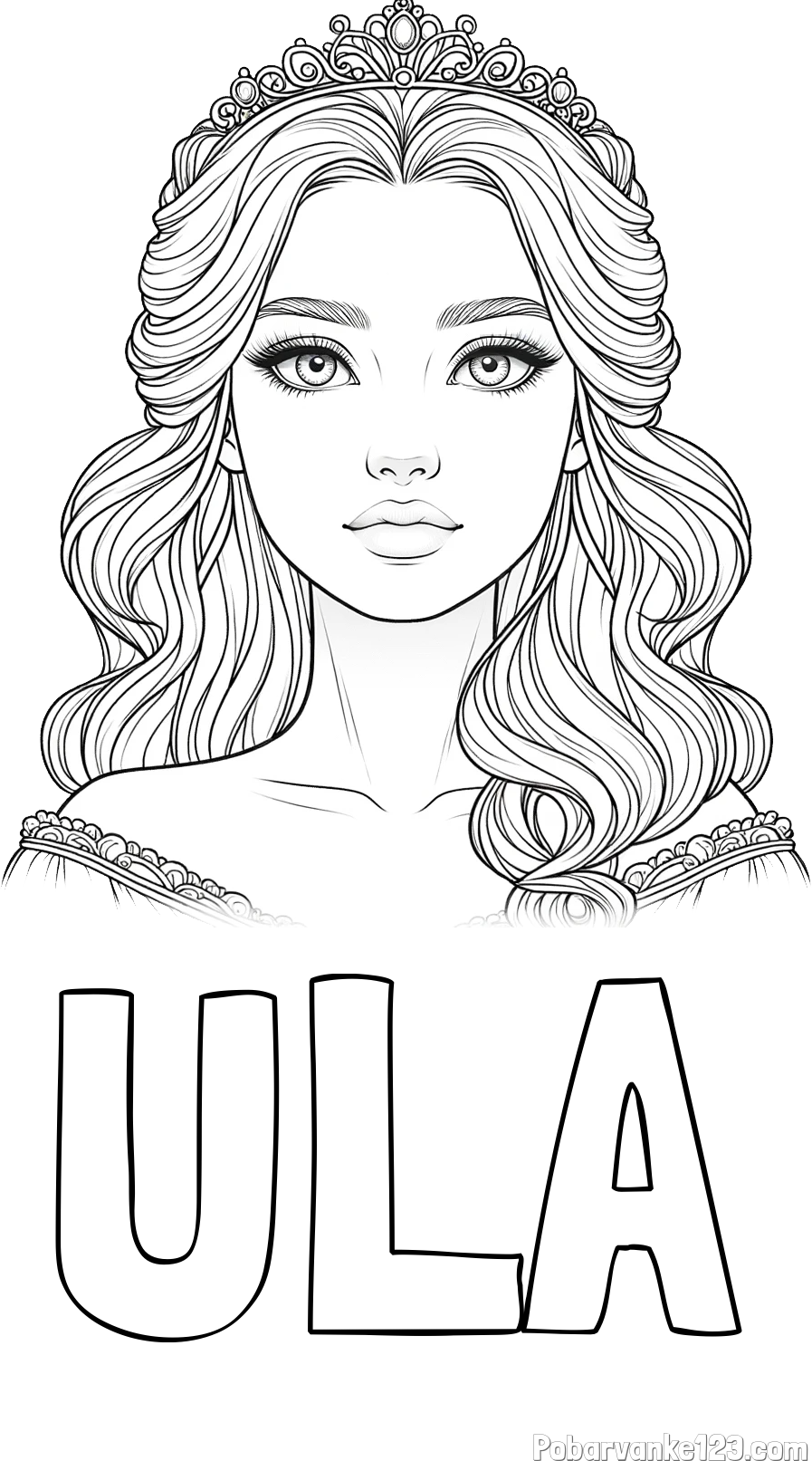 Pobarvanka imena ULA in pobarvanka ljubke princese s krono