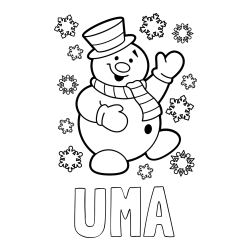 Online izdelana pobarvanka - Pobarvanka imena UMA in pobarvanka veselega snežaka