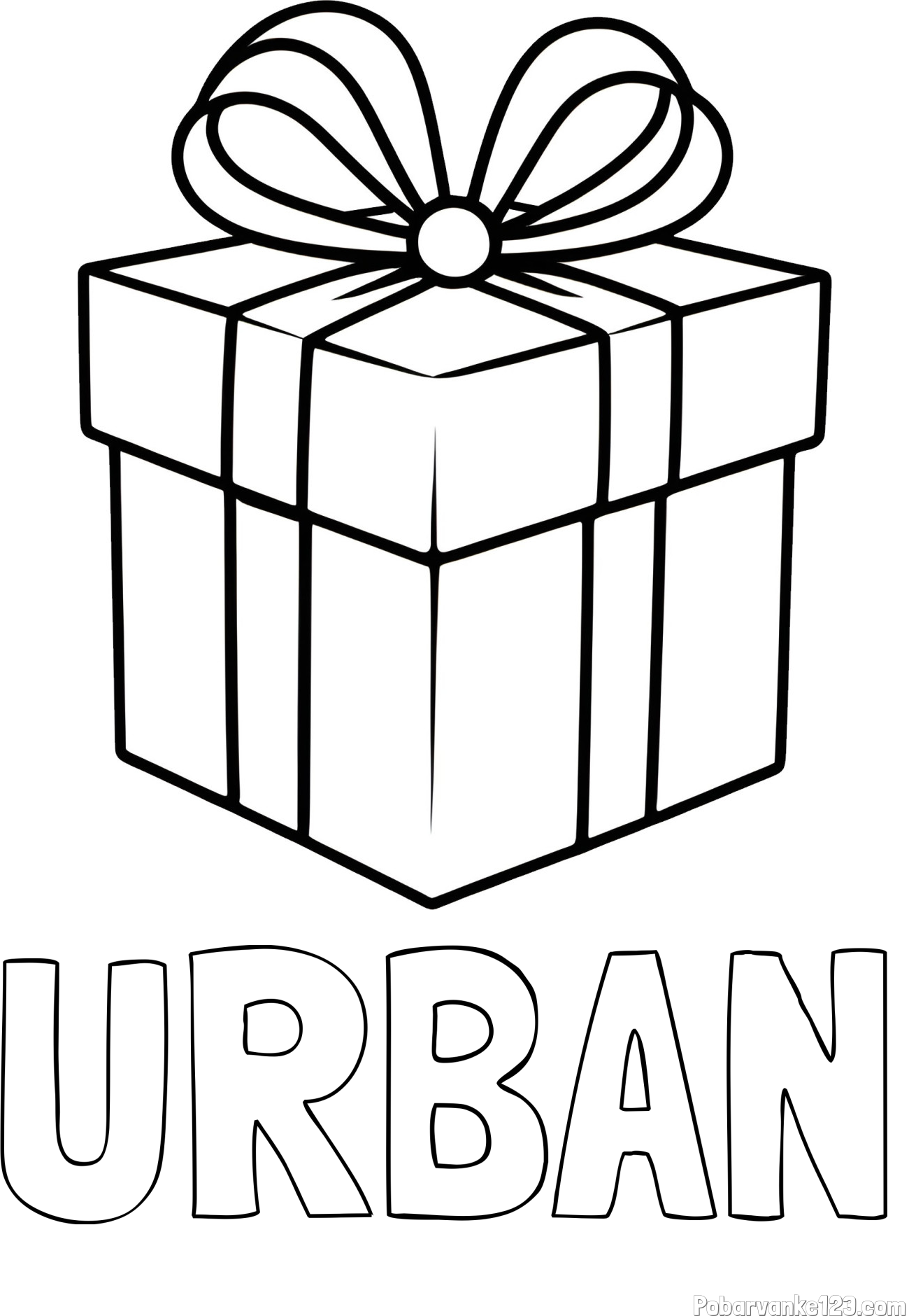 Pobarvanka imena URBAN in pobarvanka preprostega darila