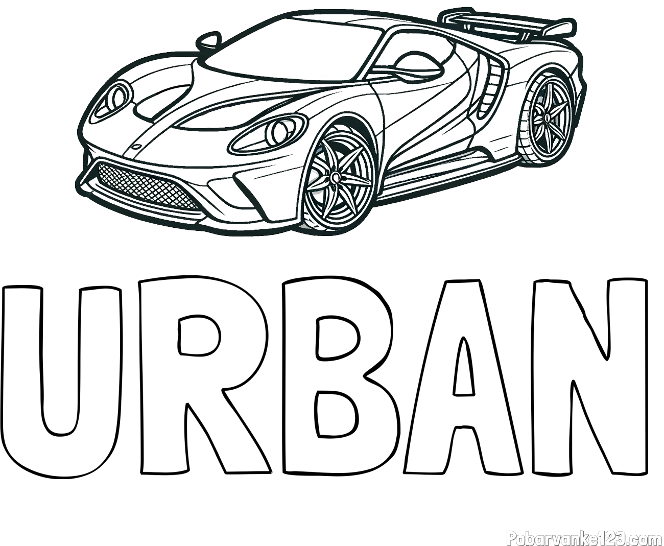 Pobarvanka imena URBAN in Športni avtomobil