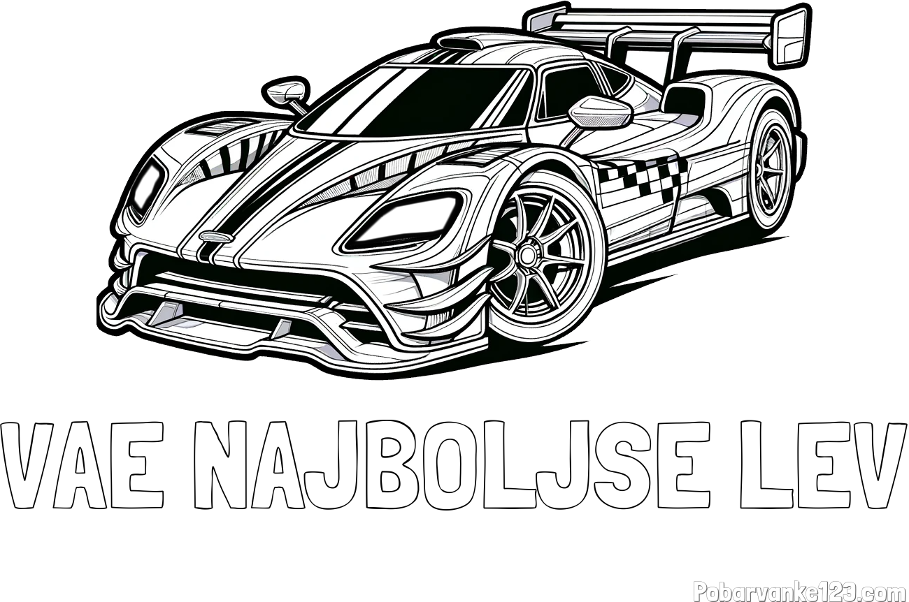Pobarvanka imena VAE NAJBOLJŠE LEV in pobarvanka modernega športnega avtomobila