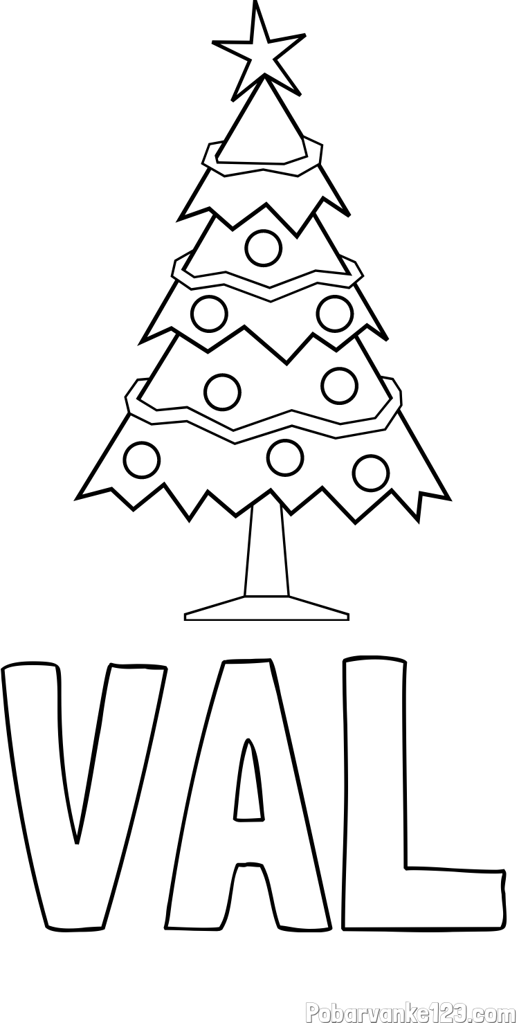 Pobarvanka imena VAL in pobarvanka božične smrečice