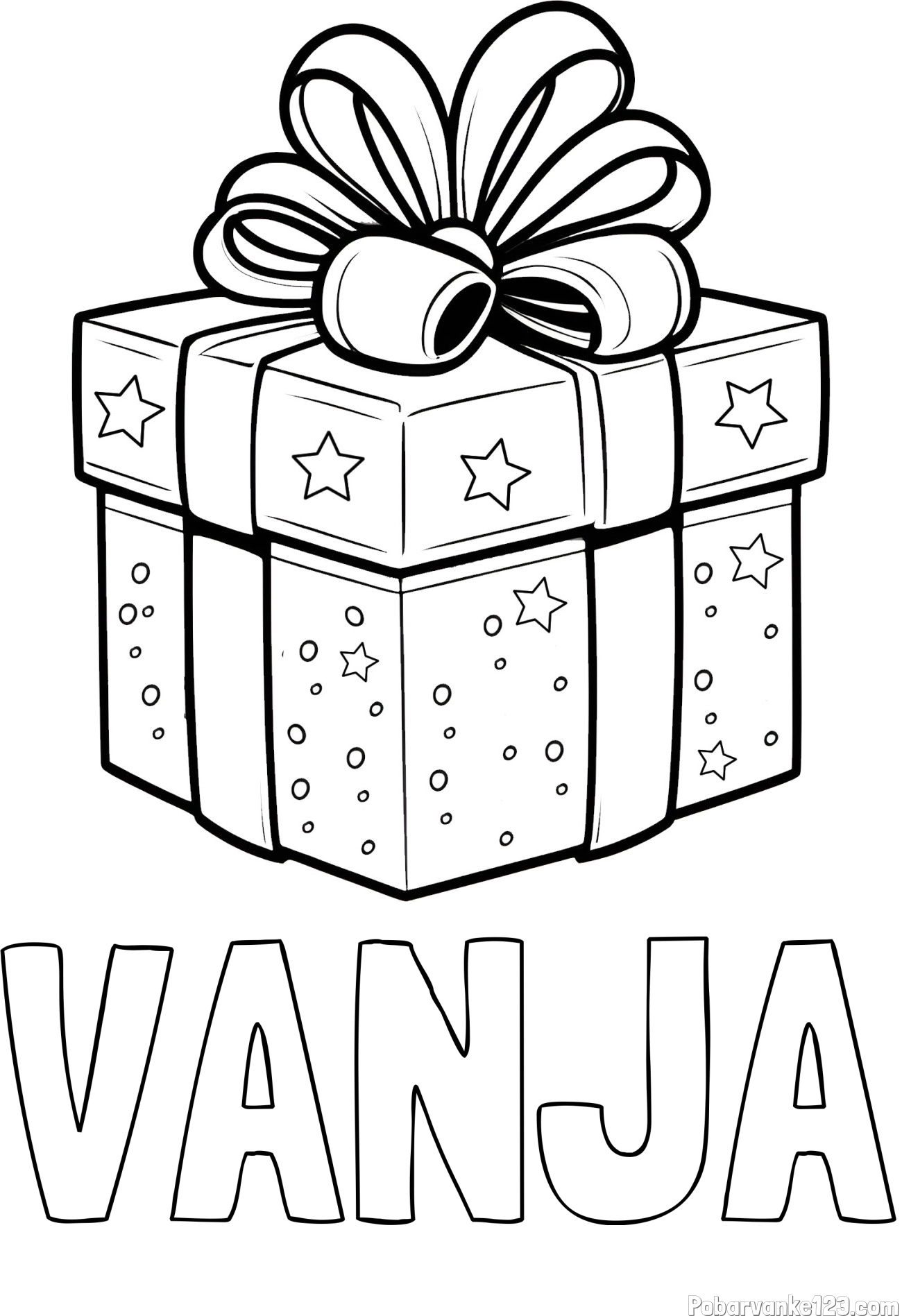 Pobarvanka imena VANJA in pobarvanka božičnega darila