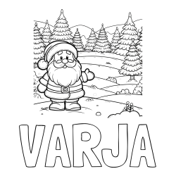 Online izdelana pobarvanka - Pobarvanka imena VARJA in pobarvanka Božička v naravi