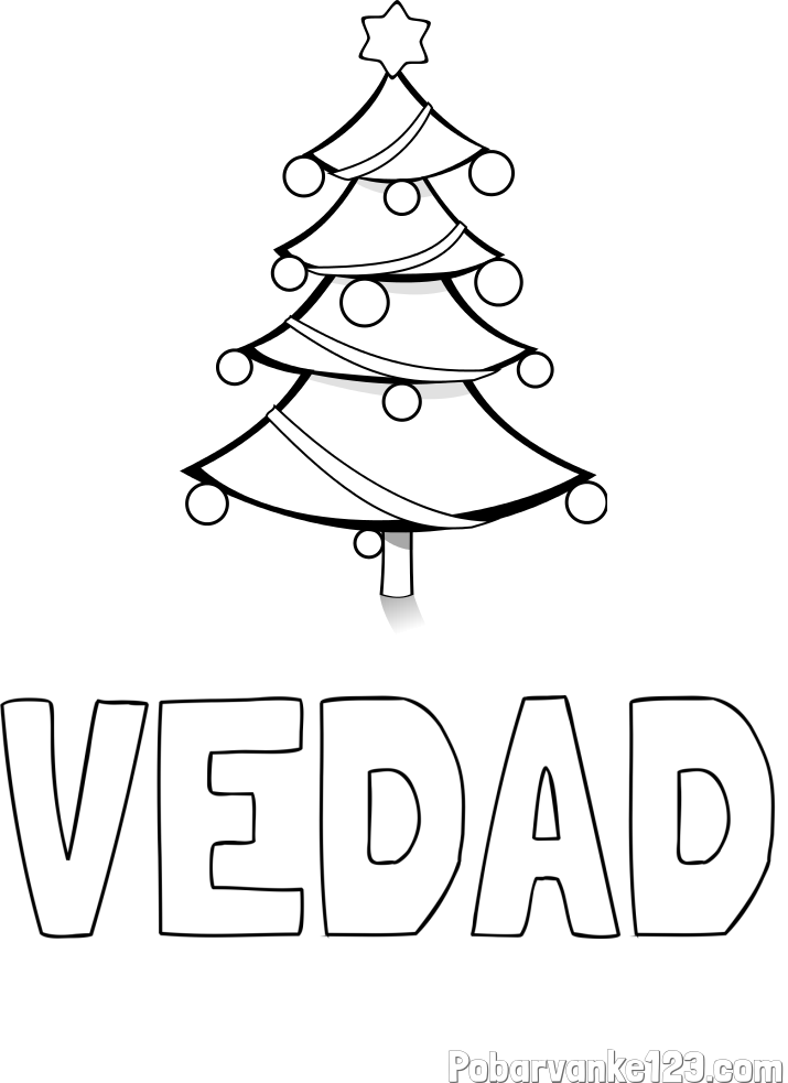 Pobarvanka imena VEDAD in božična smreka