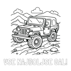 Online izdelana pobarvanka - Pobarvanka imena VSE NAJBOLJŠE GAL! in pobarvanka džipa na terenu