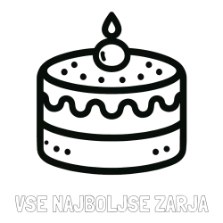 Online izdelana pobarvanka - Pobarvanka imena VSE NAJBOLJŠE ZARJA in otroška pobarvanka majhne torte