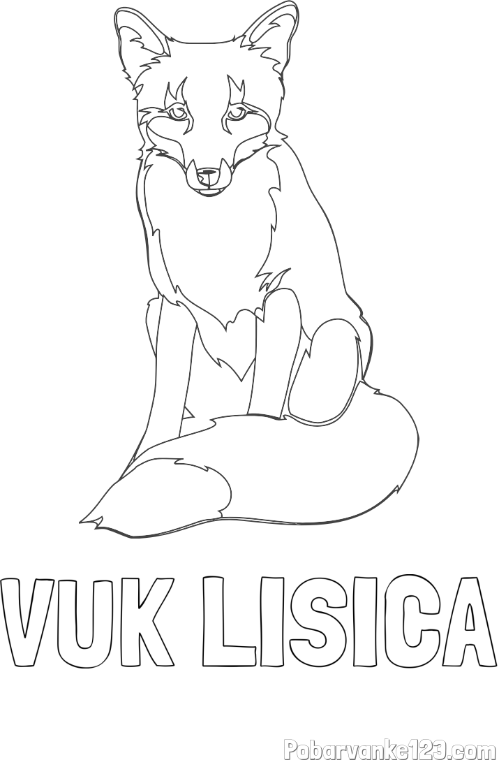 Pobarvanka imena VUK LISICA in pobarvanka lisice