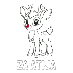 Online izdelana pobarvanka - Pobarvanka imena ZA ATIJA in pobarvanka nasmejanega jelenčka Rudolfa