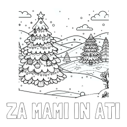 Online izdelana pobarvanka - Pobarvanka imena ZA MAMI IN ATI in pobarvanka božične smrečice v naravi