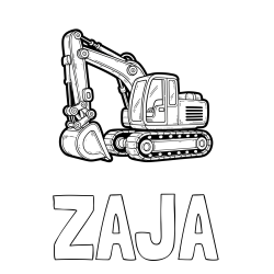 Online izdelana pobarvanka - Pobarvanka imena ZAJA in pobarvanka velikega delovnega stroja - bagra