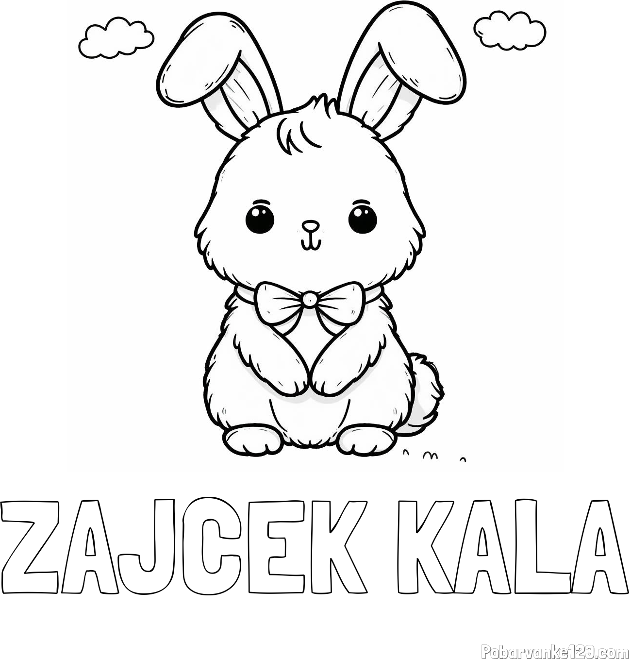 Pobarvanka imena ZAJČEK KALA in pobarvanka prikupnega zajčka