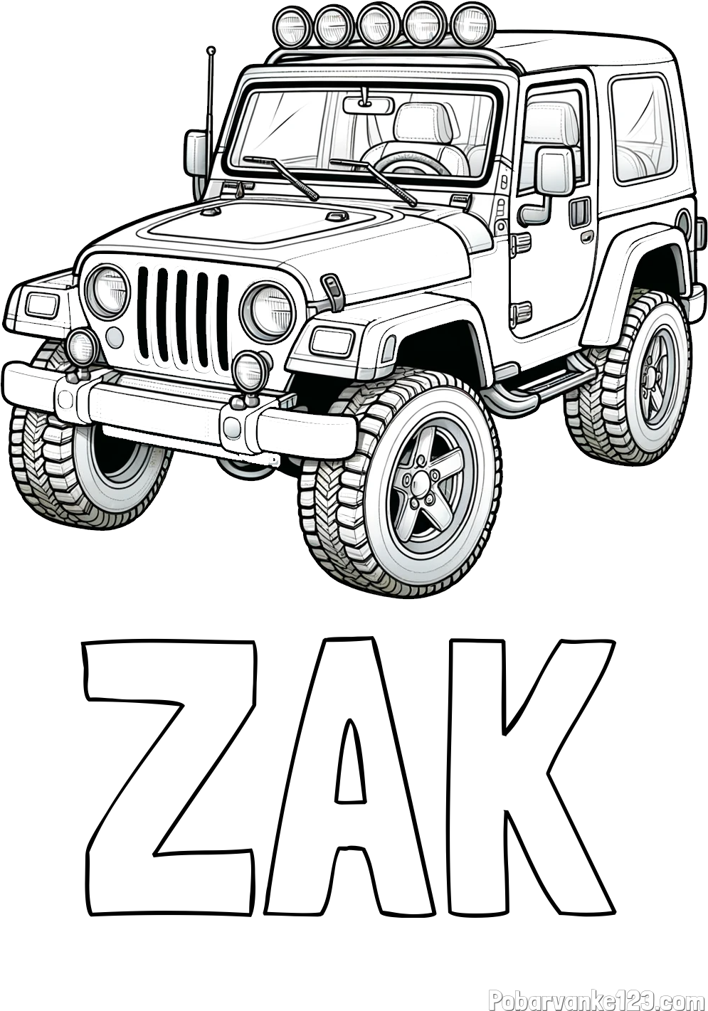Pobarvanka imena ŽAK in pobarvanka džipa