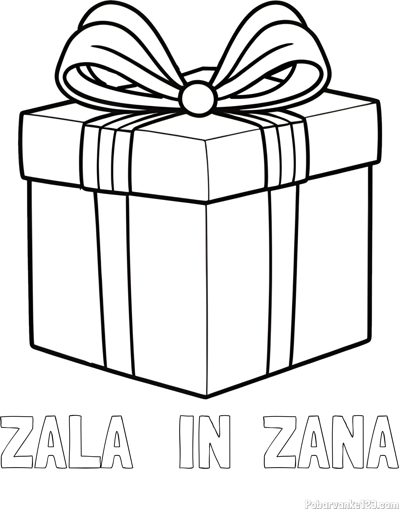 Pobarvanka imena ZALA   IN  ŽANA in pobarvanka darila s pentljo