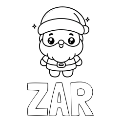 Online izdelana pobarvanka - Pobarvanka imena ZAR in enostavna otroška pobarvanka Božička