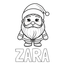 Online izdelana pobarvanka - Pobarvanka imena ZARA in otroška pobarvanka ljubkega Božička