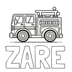 Online izdelana pobarvanka - Pobarvanka imena ŽARE in lepa pobarvnak gasilskega avta