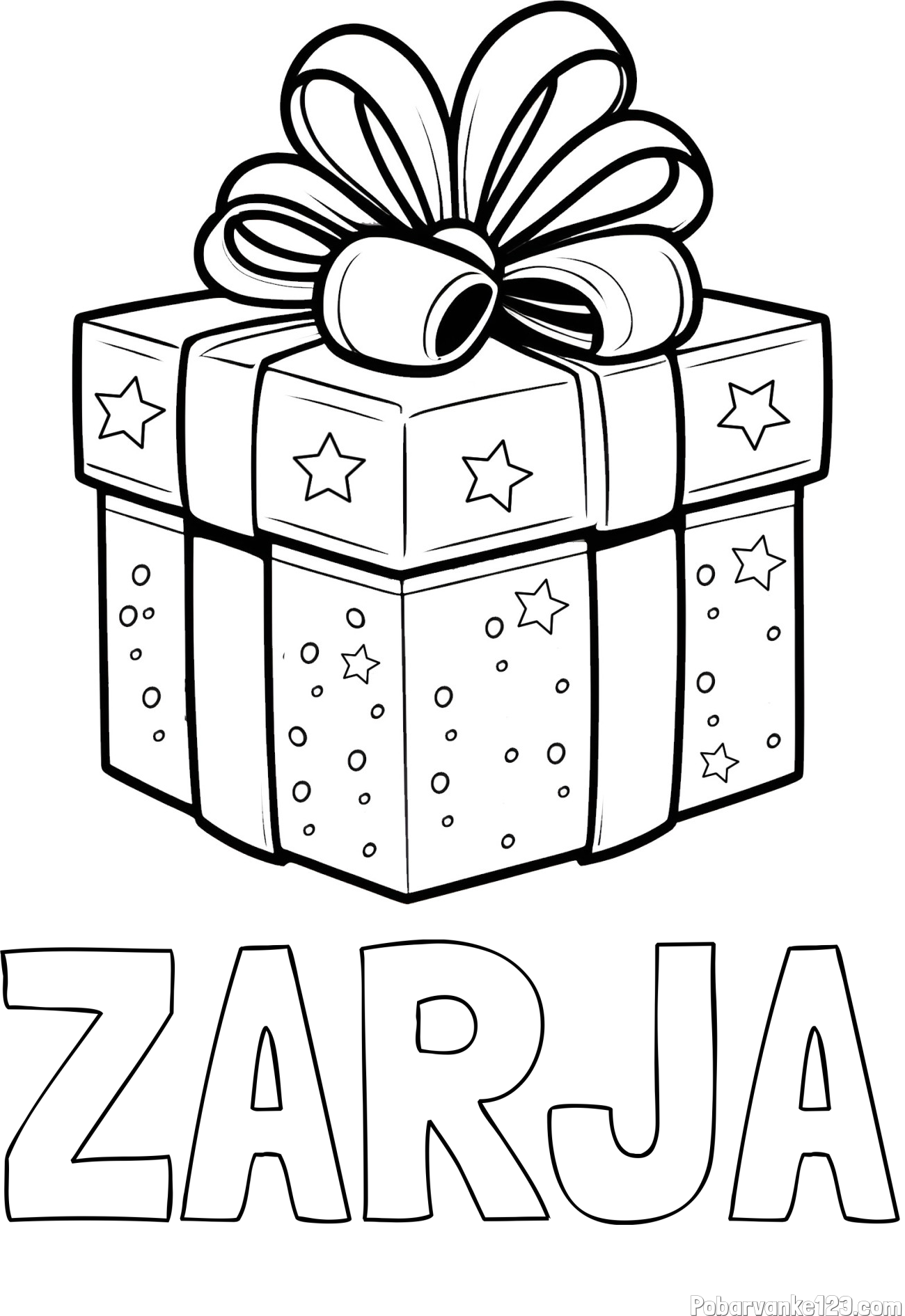 Pobarvanka imena ZARJA in pobarvanka božičnega darila