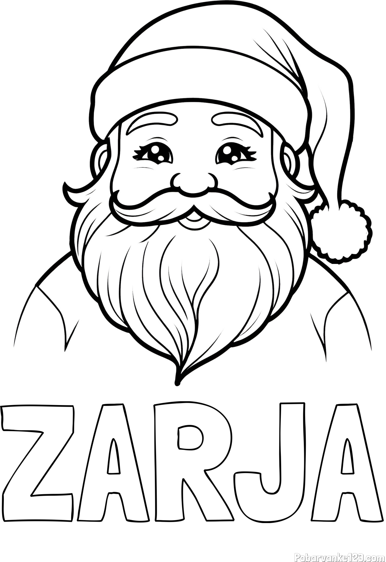 Pobarvanka imena ZARJA in preprosta pobarvanka ljubkega Božička